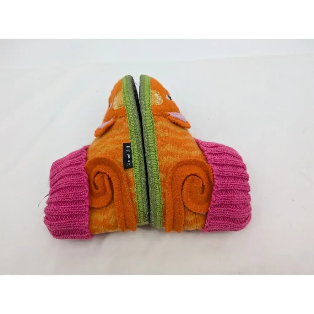 Garnet Hill 100% New Wool Cat Slipper Kid Size 1 Unique Warm Comfy Lounge Casual